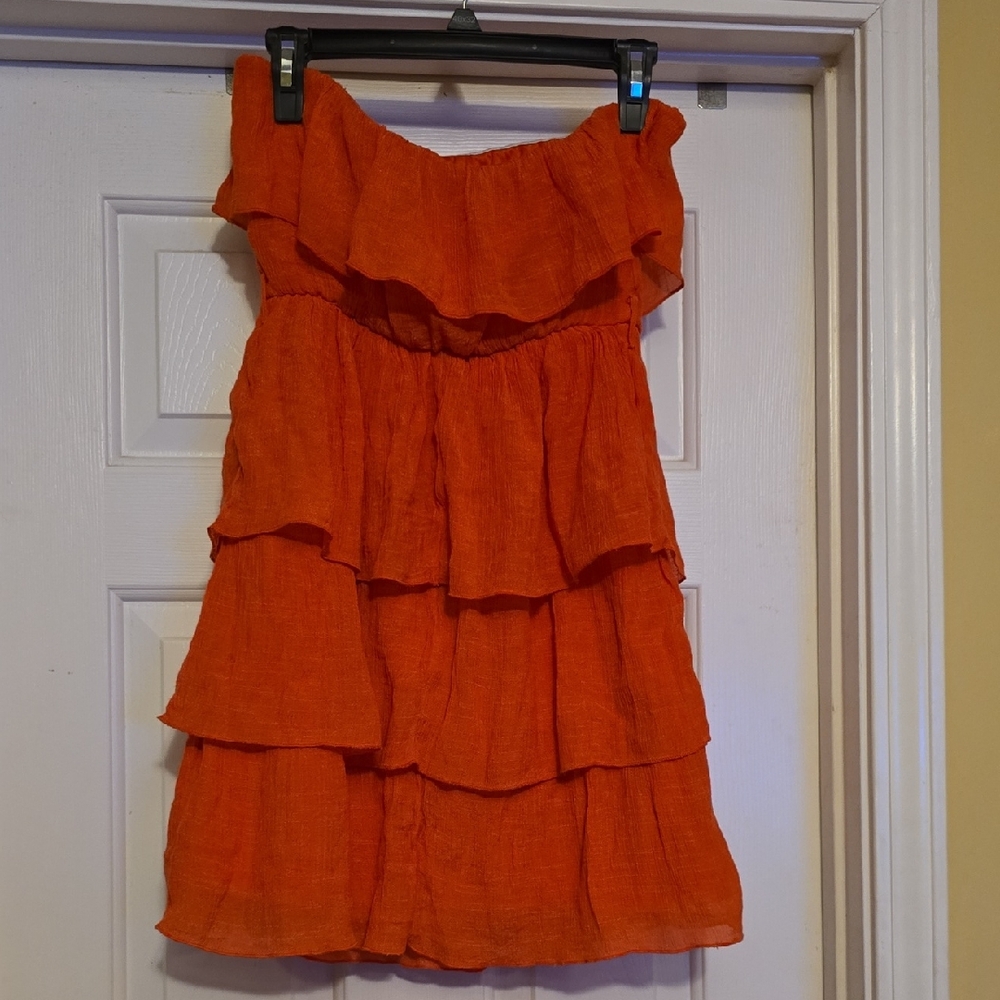 by & by Orange Strapless Dress